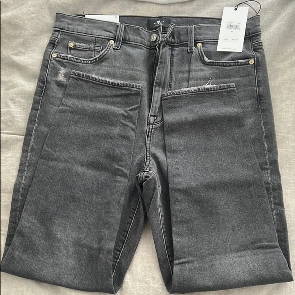 7 For All Mankind Women's Gray High Waist Ankle Skinny Jeans - Picture 3 of 8